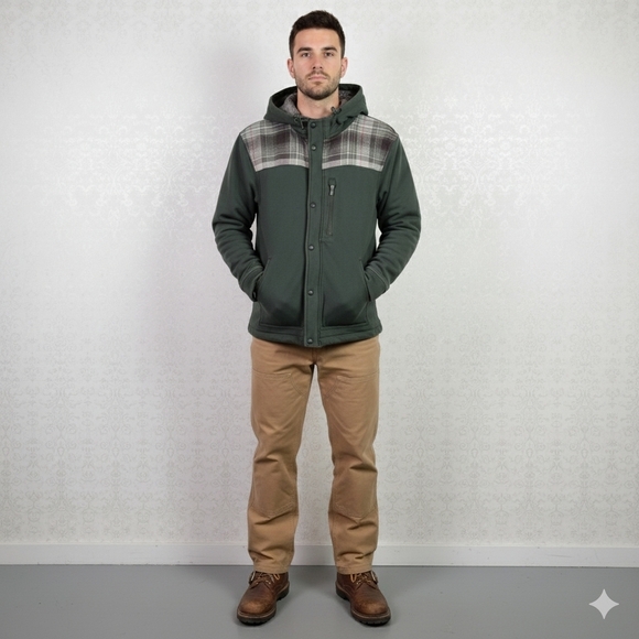 Nike ACG Green Plaid Full Zip Hoodie Hooded Sweatshirt Jacket Mens Small skater - Picture 1 of 16